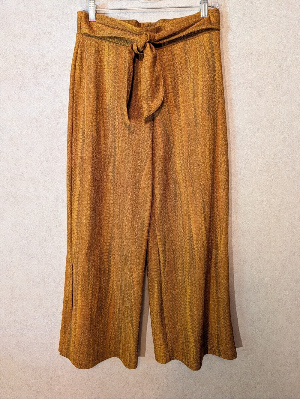 BY ANTHROPOLOGIE orange gold tapestry wide leg pants sz XSP